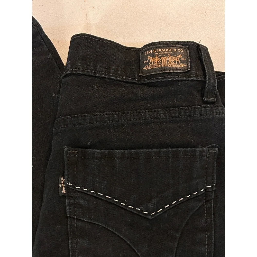 Levis 512 Perfectly Slimming Black Jeans Womens 4 Cropped Stretchy Denim Pants - Picture 4 of 10